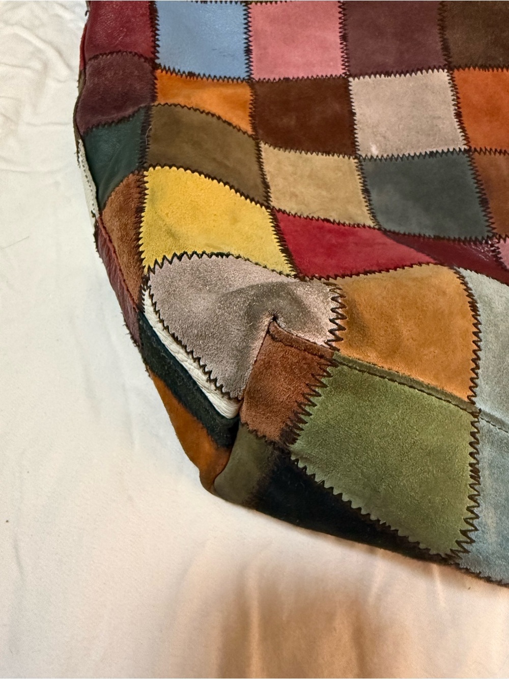 Rare Ugly Betty Y2K Lucky Brand Leather Suede Patchwork Hobo Bag - Seen on TV - Picture 11 of 12
